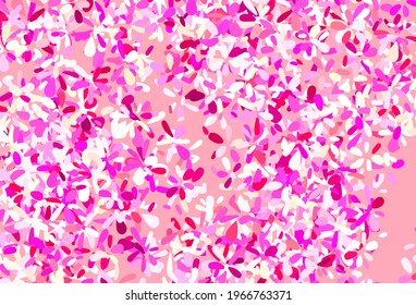 Light Pink, Yellow vector doodle background with leaves. Doodle illustration of leaves in Origami style with gradient. New template for your design.