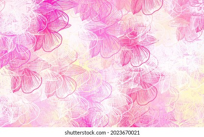 Light Pink, Yellow vector doodle pattern with flowers. Modern abstract illustration with flowers. Hand painted design for web, wrapping.