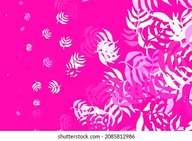 Hellrosa, gelbes Vektor-Doodle-Muster mit Blättern. Farbige Illustration im Doodle-Stil mit Blättern. Eine neue Textur für Ihr Tapete-Design.