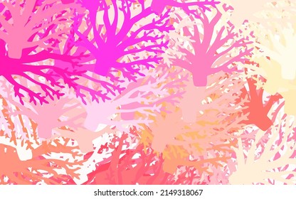 Light Pink, Yellow vector doodle template with leaves, branches. Modern abstract illustration with leaves and branches. Colorful pattern for kid's books.