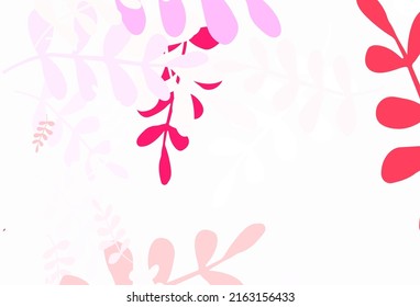Light Pink, Yellow vector doodle pattern with leaves. Shining colored illustration with leaves in doodle style. A new texture for your wallpaper design.
