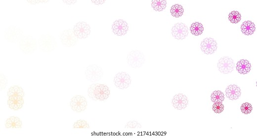 Light Pink, Yellow vector doodle template with flowers. Simple design with flowers on abstarct background. Best design for your business.