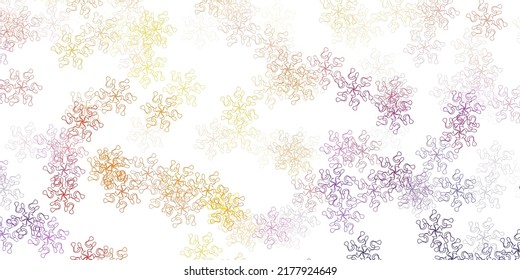 Light pink, yellow vector doodle background with flowers. Modern design with gradient Flowers on abstract background. Brand new business design.