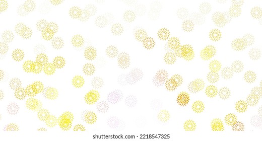 Light pink, yellow vector doodle background with flowers. Colorful flowers in natural style on simple background. Brand new business design.