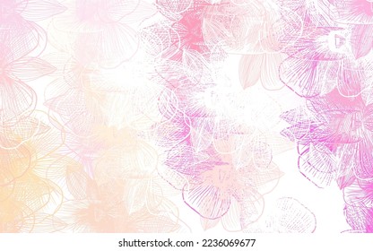Light Pink, Yellow vector doodle backdrop with flowers. Colorful illustration in doodle style with flowers. Brand new style for your business design.