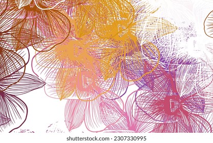 Light Pink, Yellow vector doodle template with flowers. Creative illustration in blurred style with flowers. Hand painted design for web, wrapping.