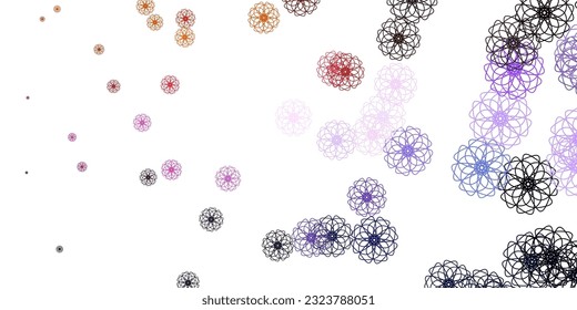 Light Pink, Yellow vector doodle texture with flowers. Illustration with abstract colorful flowers with gradient. Colorful pattern for spring parties.