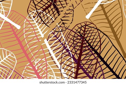 Light Pink, Yellow vector doodle layout with leaves. Creative illustration in blurred style with leaves. Hand painted design for web, leaflets.