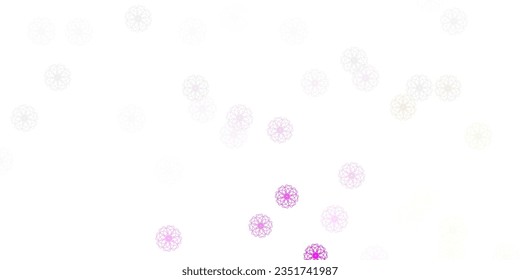 Light pink, yellow vector doodle background with flowers. Abstract illustration with flowers in Origami style. Best design for your business.
