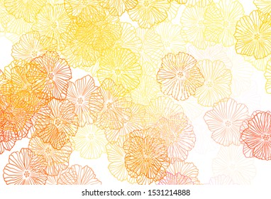 Light Pink, Yellow vector elegant pattern with leaves. Doodle illustration of flowers in Origami style. New template for your brand book.