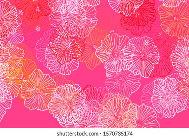 Light Pink, Yellow vector elegant template with leaves. Illustration with colorful abstract doodle flowers. The best design for your business.
