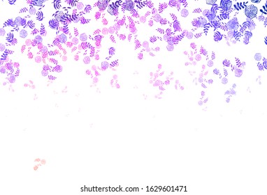 Light Pink, Yellow vector elegant wallpaper with leaves, flowers. Leaves, flowers in natural style on white background. Elegant pattern for your brand book.
