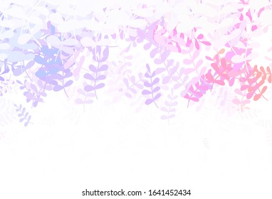 Light Pink, Yellow vector elegant background with leaves. Colorful abstract illustration with leaves in doodle style. Doodle design for your web site.