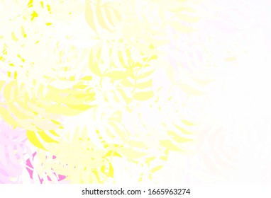 Light Pink, Yellow vector elegant template with leaves. An elegant bright illustration with leaves in Natural style. Pattern for heads of websites, designs.