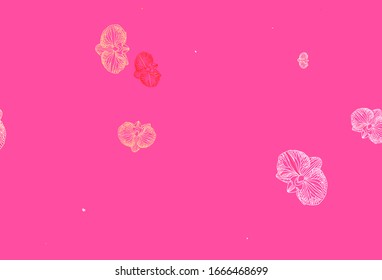 Light Pink, Yellow vector elegant pattern with flowers. Flowers with gradient on white background. New template for your design.