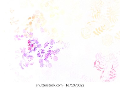 Light Pink, Yellow vector elegant pattern with leaves. Creative illustration in blurred style with leaves. Elegant pattern for your brand book.