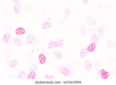 Light Pink, Yellow vector elegant pattern with flowers. Shining colored illustration with flowers. Doodle design for your web site.