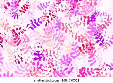 Light Pink, Yellow vector elegant pattern with leaves. leaves on blurred abstract background with gradient. New template for your brand book.