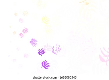 Light Pink, Yellow vector elegant background with leaves. An elegant bright illustration with leaves in Natural style. The best design for your business.
