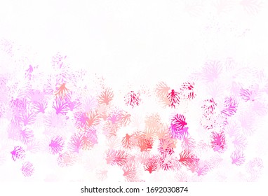 Light Pink, Yellow vector elegant pattern with leaves. Decorative design in Indian style on white background. The best design for your business.