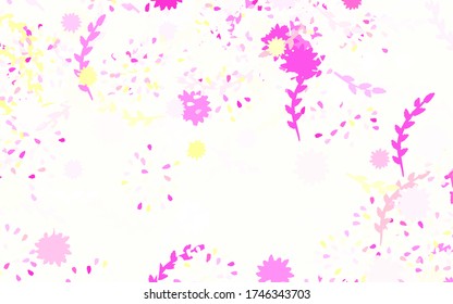 Light Pink, Yellow vector elegant background with flowers Flowers with gradient on white background. Brand new style for your business design.