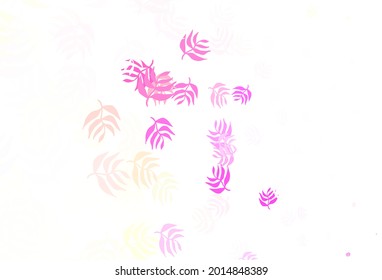 Light Pink, Yellow vector elegant template with leaves. Modern geometrical abstract illustration with leaves. Brand new style for your business design.
