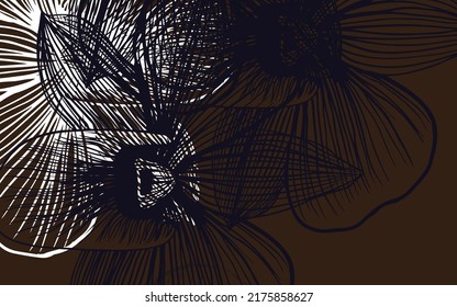Funda elegante vectorial amarillo rosa claro con flores. Ilustración de colores brillantes con flores. Diseño pintado a mano para la web, folletos.