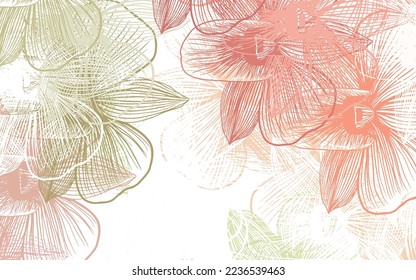 Light Pink, Yellow vector elegant pattern with flowers. Shining colored illustration with flowers. Pattern for wallpapers, coloring books.