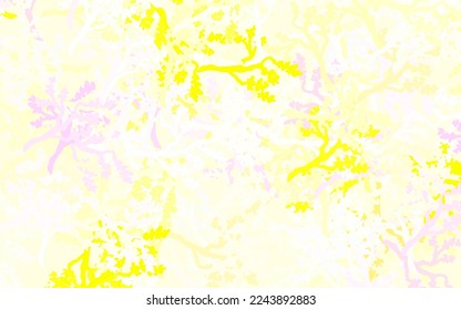 Light Pink, Yellow vector elegant background with leaves, branches. Modern abstract illustration with leaves and branches. Textured pattern for websites, banners.
