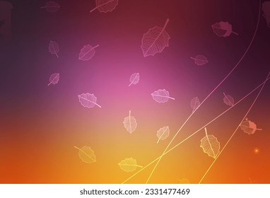 Light Pink, Yellow vector elegant background with trees, branches. Flowers with gradient on white background. Hand painted design for web, wrapping.