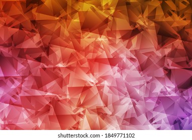 Light Pink, Yellow vector gradient triangles pattern. Geometric illustration in Origami style with gradient.  Polygonal design for your web site.