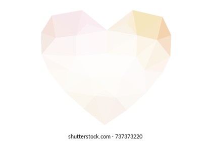 Light pink, yellow vector greeting Card Happy Valentine's Day. Lettering with hearts on the white polygonal background. Colored triangular illustration for your business.