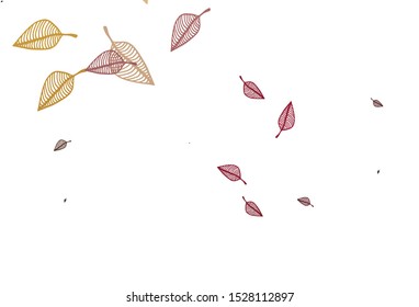Light Pink, Yellow vector hand painted template. New colorful illustration in doodle style with leaves. Pattern for brand book.