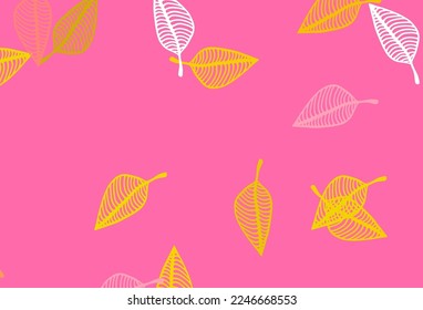 Light Pink, Yellow vector hand painted texture. Brand new colorful illustration in modern style with leaves. New template for your business design.