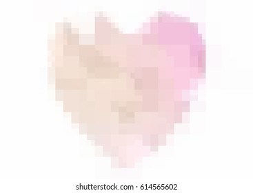 Light Pink, Yellow vector heart isolated on white background. Geometric rumpled rectangular low poly origami style gradient graphic illustration. Polygonal design for your business.