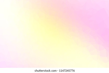 Light Pink, Yellow vector hexagon mosaic cover. Triangular geometric sample with gradient.  The template can be used as a background for cell phones.