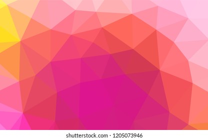 Light Pink, Yellow vector hexagon mosaic template. Creative geometric illustration in Origami style with gradient. The template can be used as a background for cell phones.