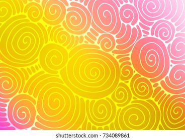 Light Pink, Yellow vector indian curved template. Colorful illustration in abstract style with doodles and Zen tangles. The textured pattern can be used for website.