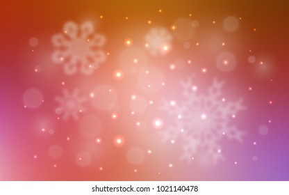 Light Pink, Yellow vector layout with bright snowflakes. Blurred decorative design in xmas style with snow. New year design for your business advert.