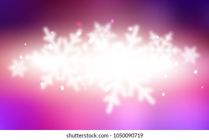 Light Pink, Yellow vector layout with bright snowflakes. Shining colored illustration with snow in christmas style. The pattern can be used for new year leaflets.
