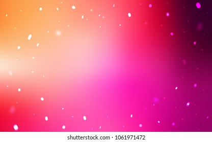 Light Pink, Yellow vector layout with bright snowflakes. Snow on blurred abstract background with gradient. The template can be used as a new year background.
