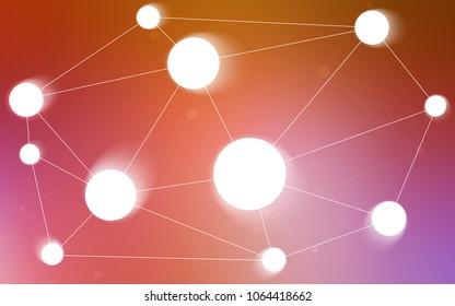 Light Pink, Yellow vector layout with circles, lines. Glitter abstract illustration with connection of triangle structure. Pattern can be used for beautiful websites.
