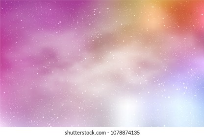 Light Pink, Yellow vector layout with cosmic stars. Space stars on blurred abstract background with gradient. Best design for your ad, poster, banner.