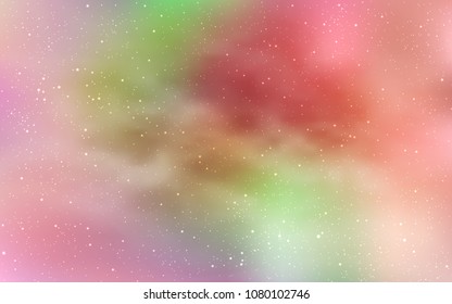 Light Pink, Yellow vector layout with cosmic stars. Shining colored illustration with bright astronomical stars. Smart design for your business advert.