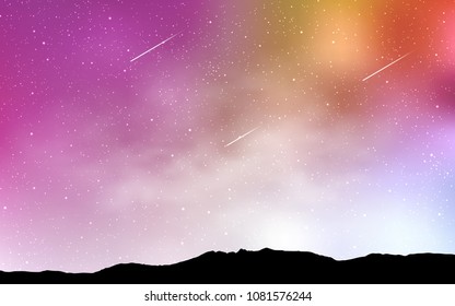 Light Pink, Yellow vector layout with cosmic stars. Glitter abstract illustration with colorful cosmic stars. Template for cosmic backgrounds.