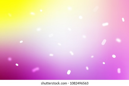 Light Pink, Yellow vector layout with bright snowflakes. Modern geometrical abstract illustration with crystals of ice. New year design for your business advert.