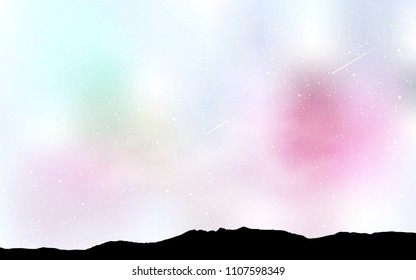 Light Pink, Yellow vector layout with cosmic stars. Space stars on blurred abstract background with gradient. Pattern for astrology websites.