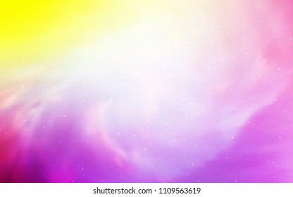 Light Pink, Yellow vector layout with cosmic stars. Shining colored illustration with bright astronomical stars. Pattern for futuristic ad, booklets.