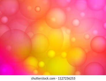 Light Pink, Yellow vector layout with circle shapes. Illustration with set of shining colorful abstract circles. Pattern can be used as texture of water, rain drops.