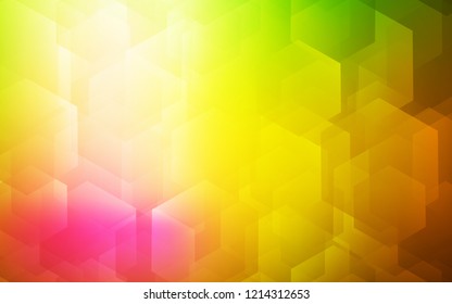 Light Pink, Yellow vector layout with hexagonal shapes. Colorful hexagons on white backdrop. Pattern for ads, leaflets.